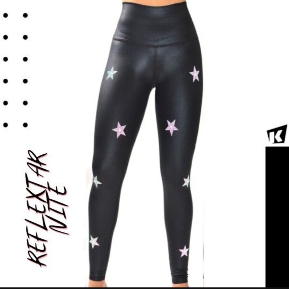 KYOFIT REFLEXTAR LEGGING SHINY BLACK W/STARS SIZE M-L